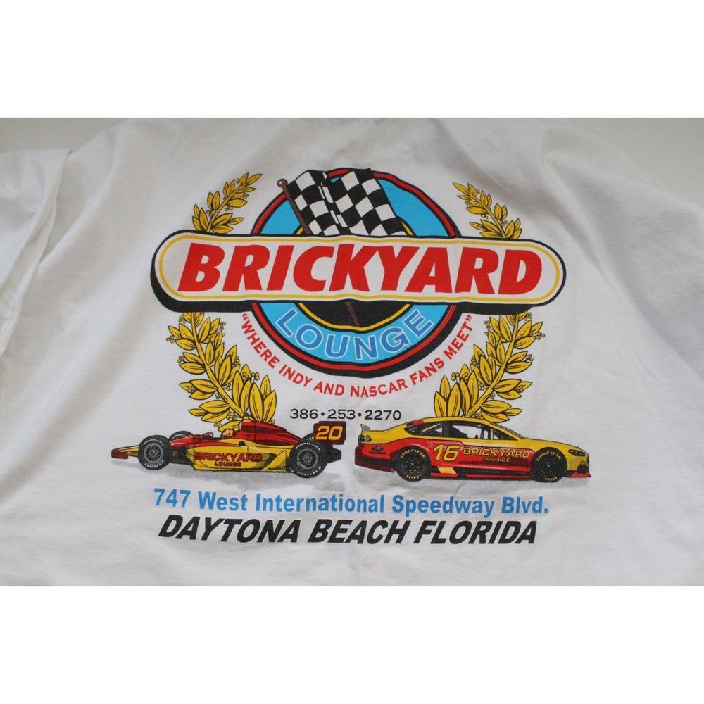 VTG Brickyard Lounge Daytona Beach  Indy Nascar Long Sleeve Shirt White Size 2XL - Picture 4 of 10